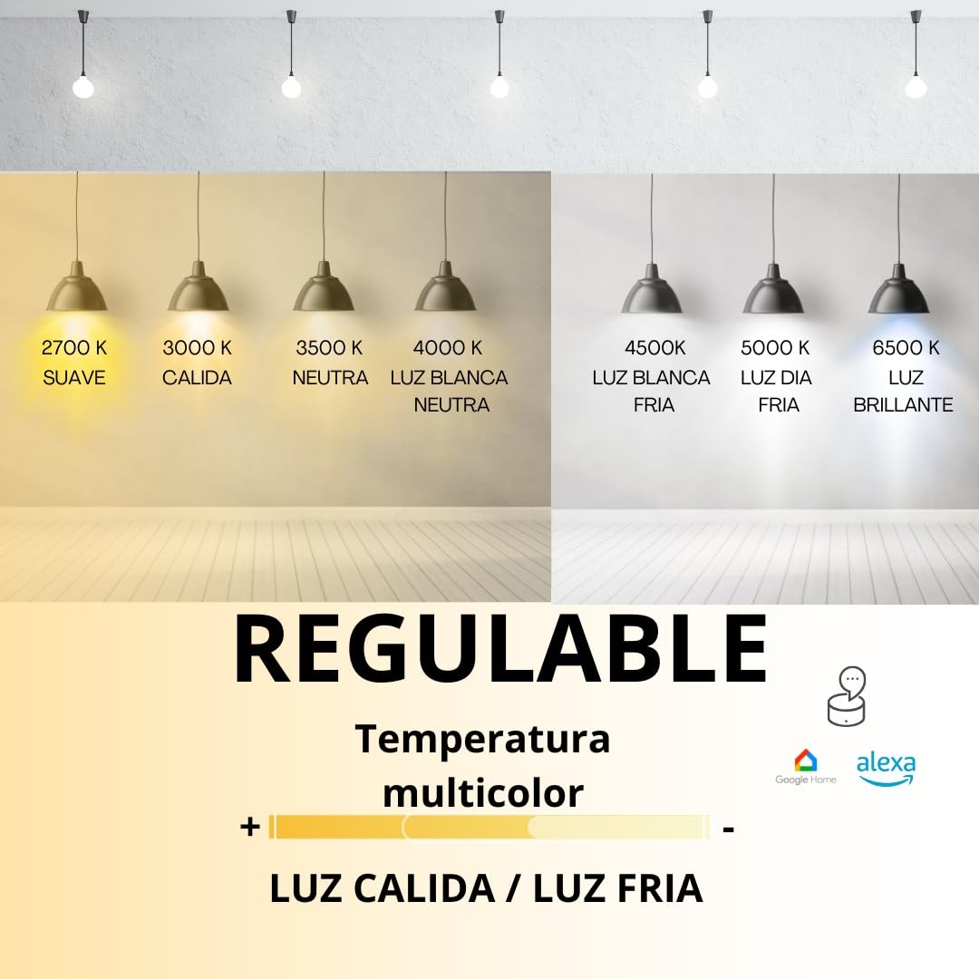 iGoto Foco Inteligente Dimmable GU5.3 Wifi AVIA, RGB 2700 a 6500K Multicolor SmartHome, compatible con IOS, Android, Asistente de Google y Alexa, Multivoltaje 400 lm, 5W Control de voz SH2003