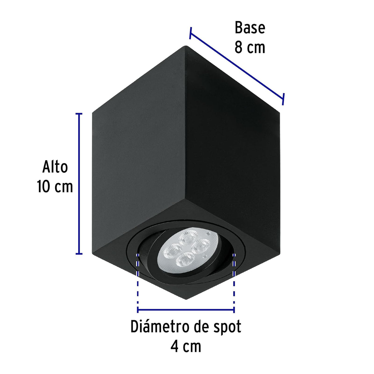 Volteck Lait SOB-403S, Luminario de sobreponer con spot dirigible, cuadrado, negro