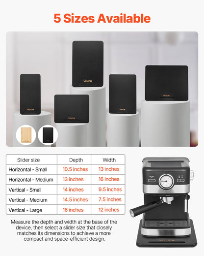 VEVOR - Deslizador para electrodomésticos, Grande, 16 x 12 Pulgadas, Bandeja Deslizante con Ruedas de Goma silenciosas y Mango Hueco, fácil de Limpiar, Bandeja rodante para cafetera, encimera de