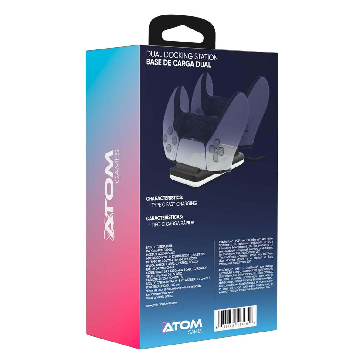 ATOM GAMES Base de Carga Dual para PS5 - Power Stand - Blanco
