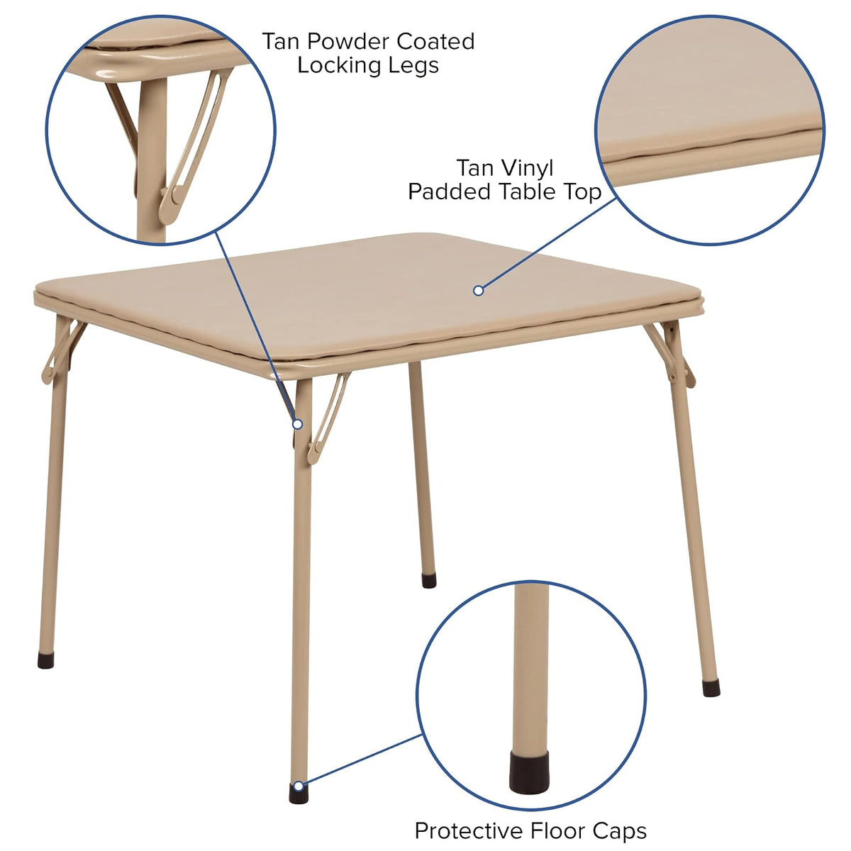 Flash Furniture Kids Tan 3 Piece Folding Table and Chair Set