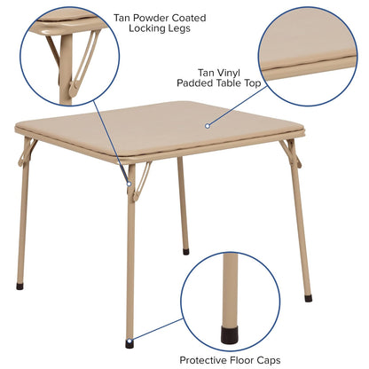 Flash Furniture Kids Tan 3 Piece Folding Table and Chair Set