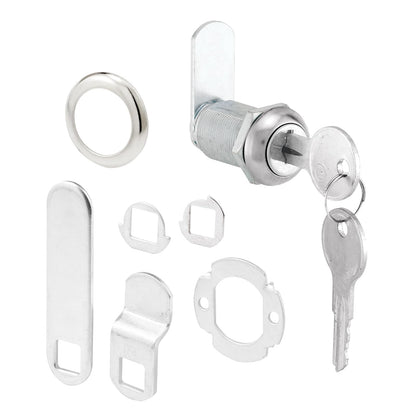 Prime-Line U 9945 - Cerradura para cajones y gabinetes - Archivos y cajones importantes, 1 1/8 pulgadas, acero inoxidable fundido a presión, se adapta a 13/16 pulgadas. Grosor máximo del panel