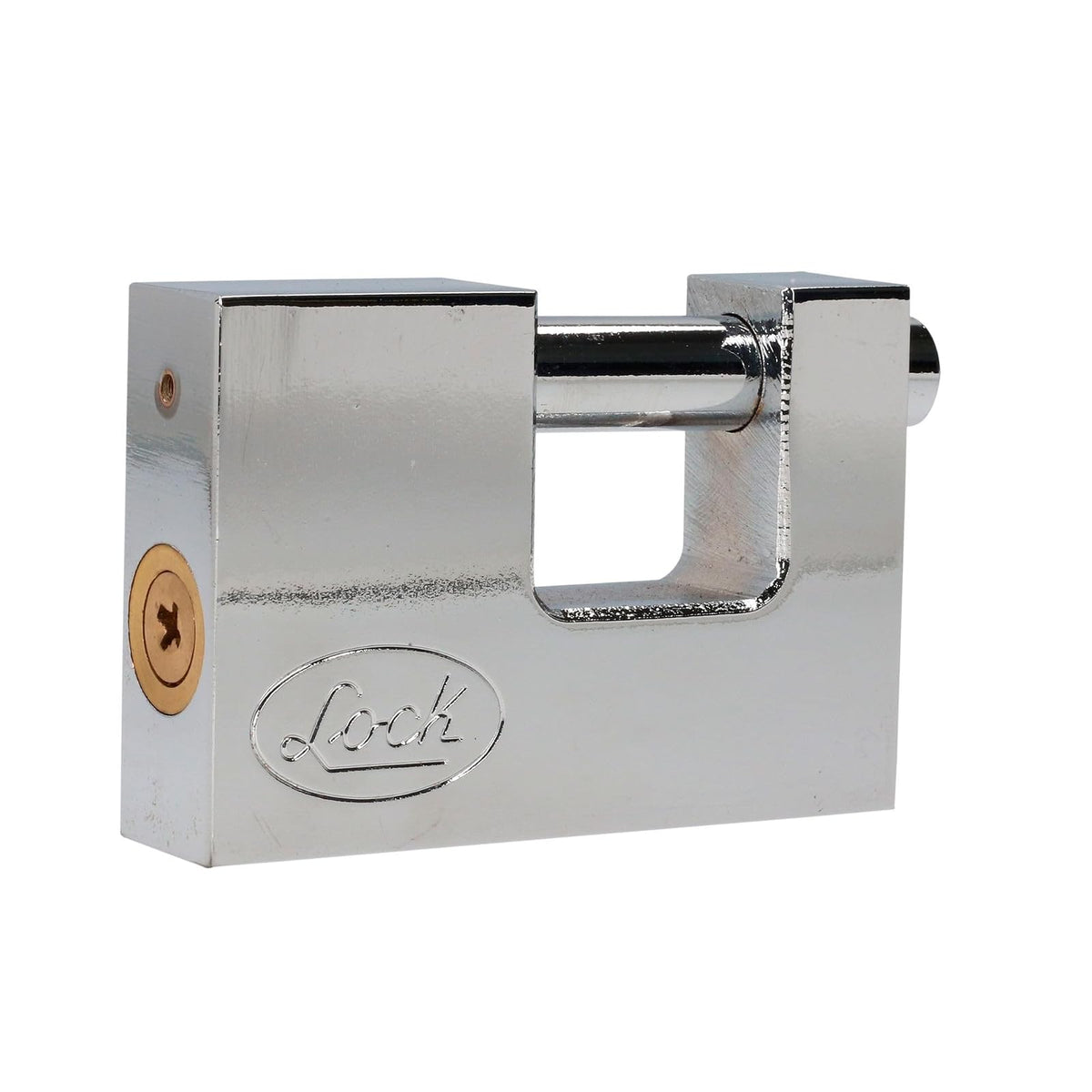 Lock L22C80TCSB Candado de acero para cortina metálica 80 mm, cromo satinado, llave tetra