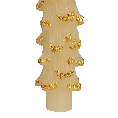 Creative Co-Op - Velas cónicas en forma de árbol con punta dorada, color ponche de huevo, juego de 2