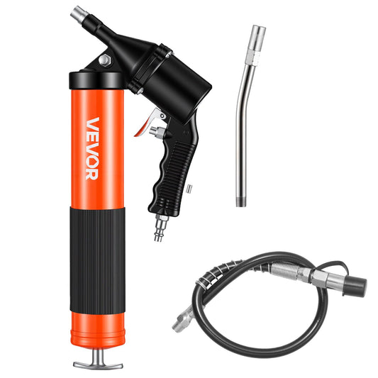 VEVOR Pistola engrasadora de Ciclo Continuo, Alta presión de 6000 PSI,con empuñadura de Pistola y Capacidad de 14 oz,Incluye Manguera Flexible de 18 Pulgadas, 1 Tubo rígido de extensión y 2 boquillas