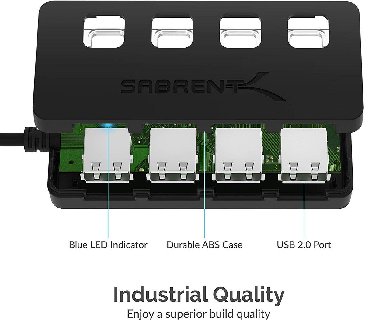 SABRENT HUB USB 2.0 4 Puertos con SWITCHES