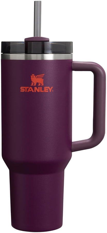 Stanley Quencher H2.0 FlowState - Vaso de acero inoxidable aislado al vacío con tapa y popote para agua, té helado, café, licuados y más, ciruela, 1180 ml.