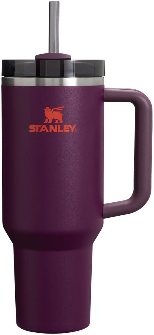 Stanley Quencher H2.0 FlowState - Vaso de acero inoxidable aislado al vacío con tapa y popote para agua, té helado, café, licuados y más, ciruela, 1180 ml.