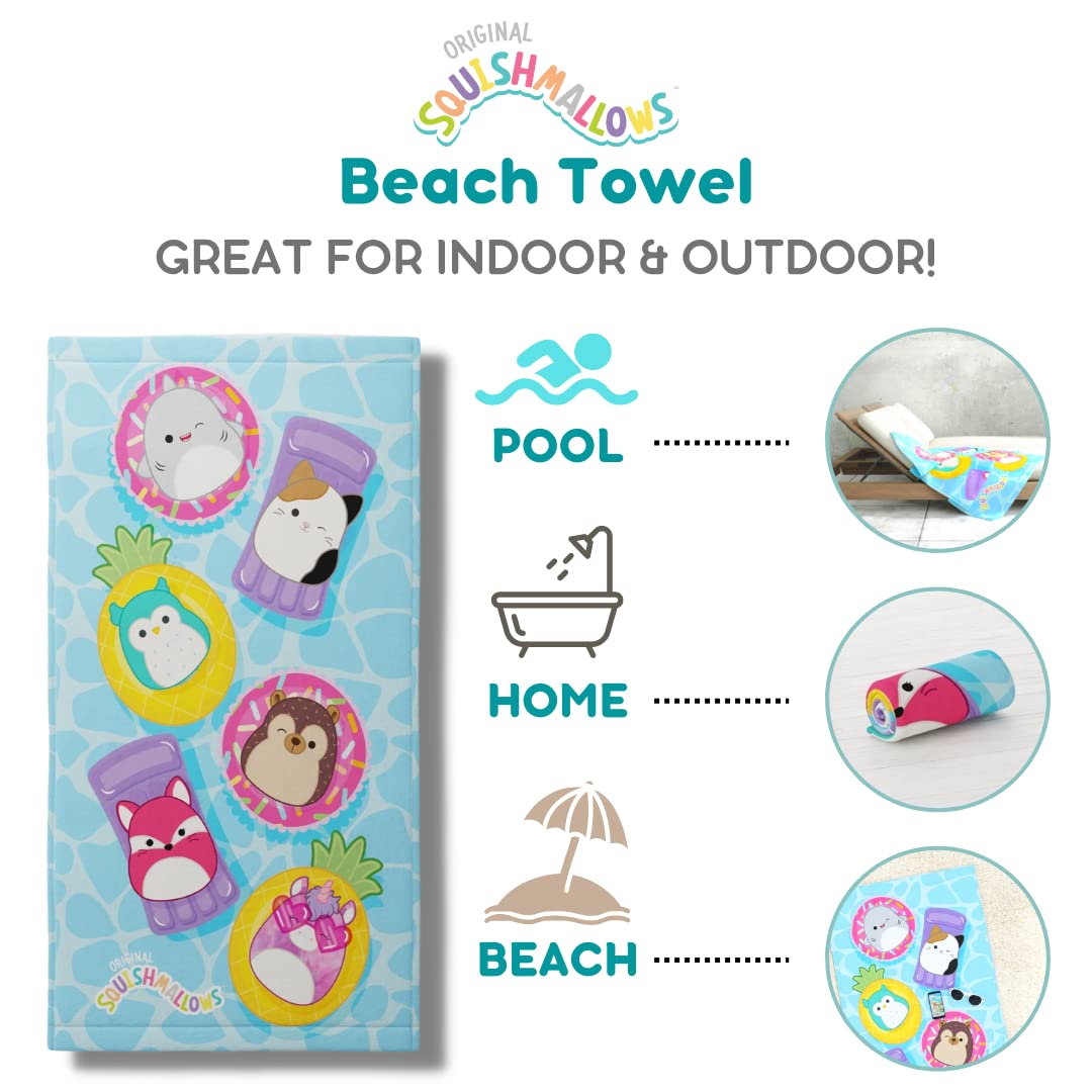 Franco Squishmallows Toalla de baño, Piscina y Playa, de algodón súper Suave, 58 x 28 Pulgadas
