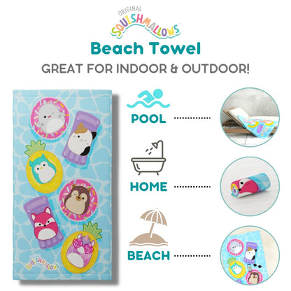 Franco Squishmallows Toalla de baño, Piscina y Playa, de algodón súper Suave, 58 x 28 Pulgadas
