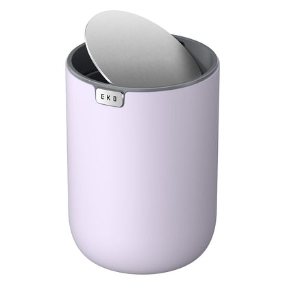 EKO Fandy 2.2L/0.58 Gal Mini cubo de basura con tapa, cubo de basura de escritorio con tapa giratoria para baño, encimera, tocador, escritorio u oficina, pequeño contenedor de basura (Lavanda) - Lavanda - 2.2 Liters