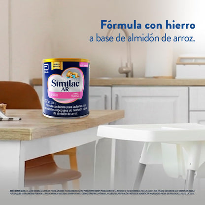 Similac AR Fórmula con Hierro a base de Almidón de Arroz 0 a 12 meses 350g | Fórmula para lactantes de 0 a 12 meses con necesidades especiales de nutrición, elaborada a base de almidón de arroz.