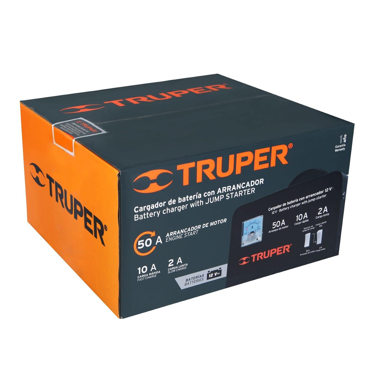 TRUPER Cargador de Baterías 12V, 50A, con Amperímetro