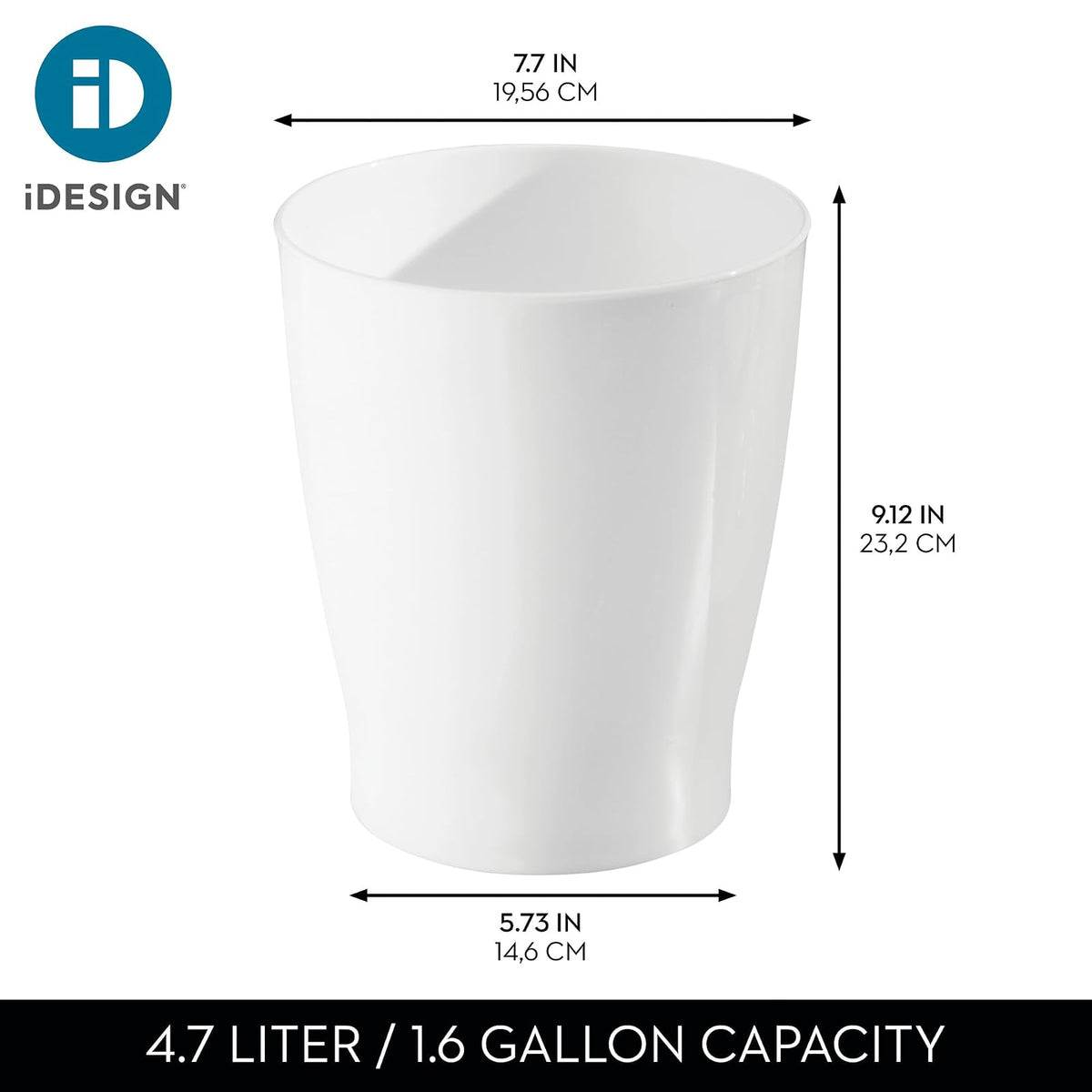 interDesign Zia Wastebasket, White