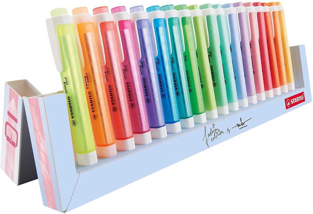 STABILO swing cool, estuche con 18 marcatextos surtidos 8 neón y 10 pastel | Juego de computadora 18er, Leucht, colores pastel