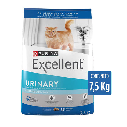 Purina Excellent Gato Adulto Todos los Tamaños Urinario Sabor Pollo y Arroz 7.5Kg