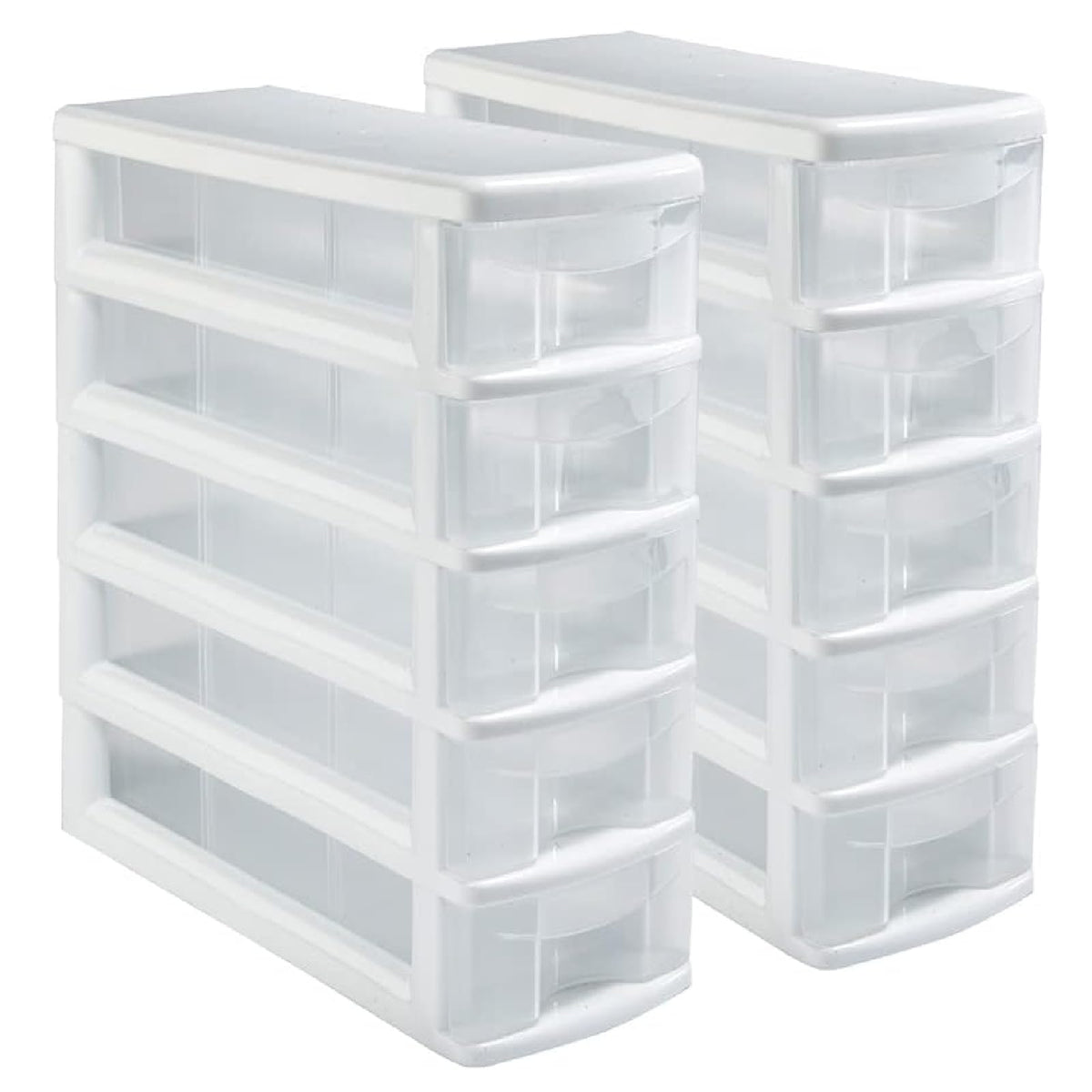 Italhome Cajonera De Plástico, Combo De Mini Organizadores De Escritorio Multiusos Con 5 Cajones Transparentes