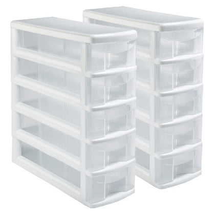 Italhome Cajonera De Plástico, Combo De Mini Organizadores De Escritorio Multiusos Con 5 Cajones Transparentes