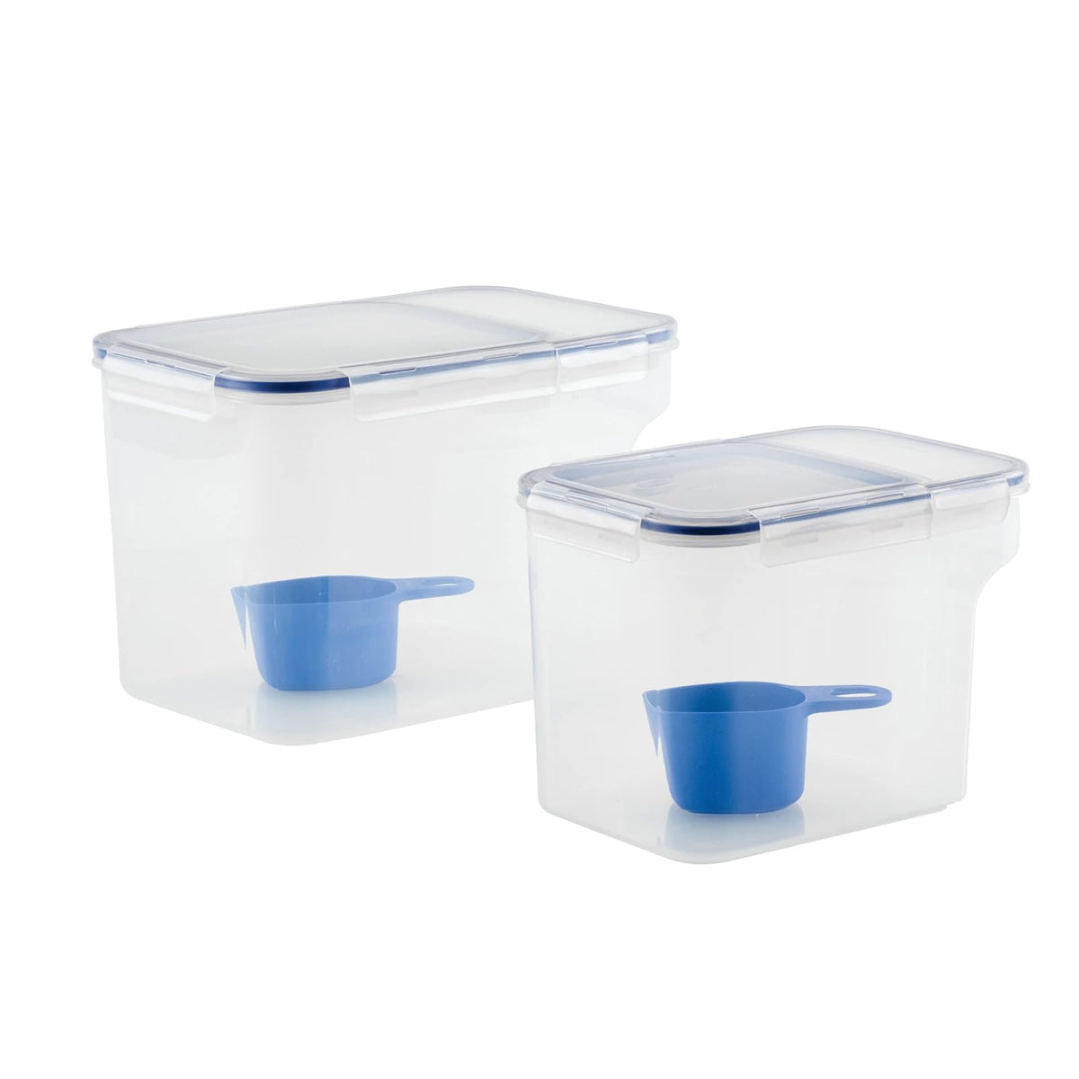 LocknLock Easy Essentials - Juego de contenedores y cubos de almacenamiento de alimentos, sin BPA, apto para lavaplatos, 4 piezas, transparente