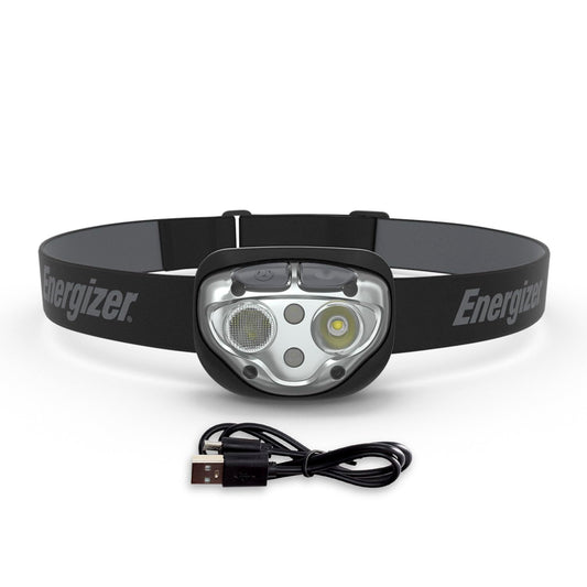 Energizer - Faro LED Recargable IPX4 Resistente al Agua, LED Brillante de Alta Potencia, múltiples Modos de luz, Mejor Faro para Camping, Correr, al Aire Libre, luz de Emergencia, USB Incluido