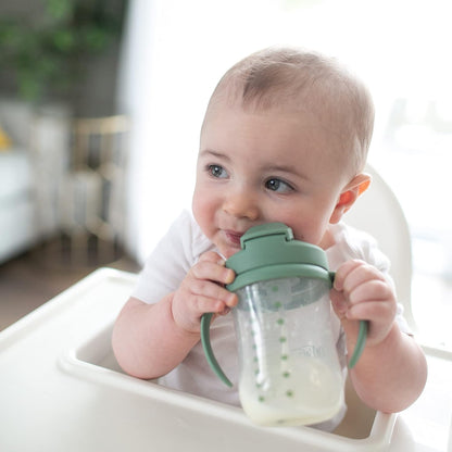 Dr. Brown'S- Vaso de Entrenamiento con Popote con Peso Milestones Baby's First, 9 oz/270 ml, Verde Oliva, sin BPA, 6 Meses en adelante
