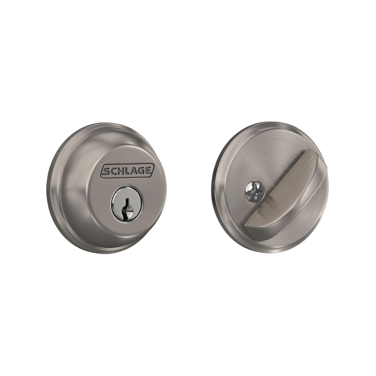 Schlage Cerrojo de un Cilindro con Llave, Cromo Brillante - Níquel Satinado