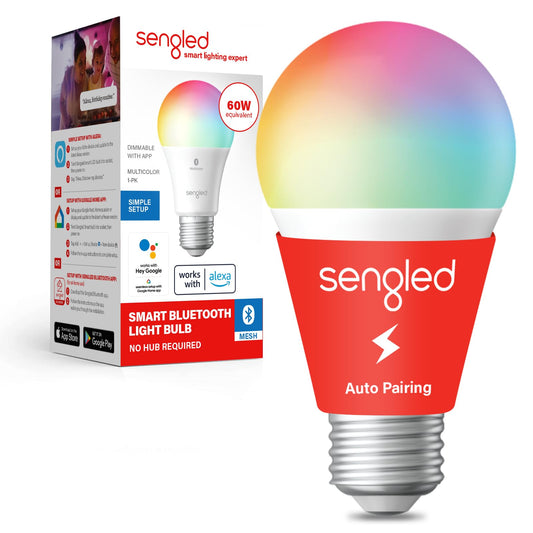 Sengled - Bombilla LED inteligente de malla Bluetooth, funciona con Alexa, estándar A19, regulable multicolor RGB, E26 60 W equivalente a 800 lm, 1 paquete - Un dispositivo certificado para humanos
