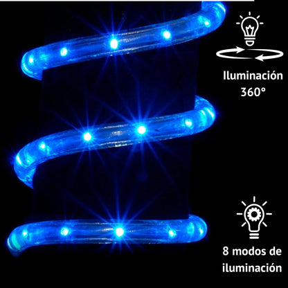 Luces Navideñas Manguera de luz led- Luces de Navidad 10M 200LED con 8 modos Manguera Transparente IP67 Impermeable Luz de Cadena para exterior (10M 200LED, Azul)