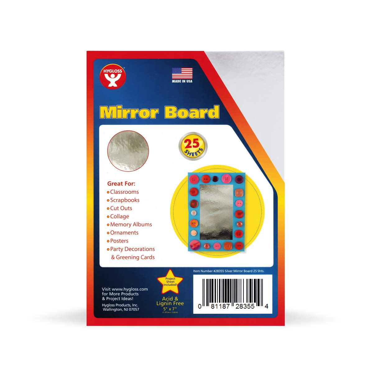 Hygloss Products Inc. Mirror Board 5 X 7 25 Sheets by Hygloss