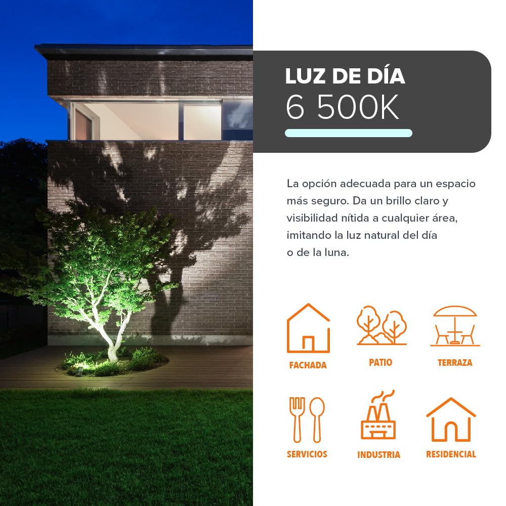Tecnolite - Lámpara de Piso Reflector LED de Exterior para Jardín o Patio, Luz de Día 20W IP65 a Prueba de Polvo y Agua, Estructura Resistente a la Interperie Flood light, 1600 Lúmenes
