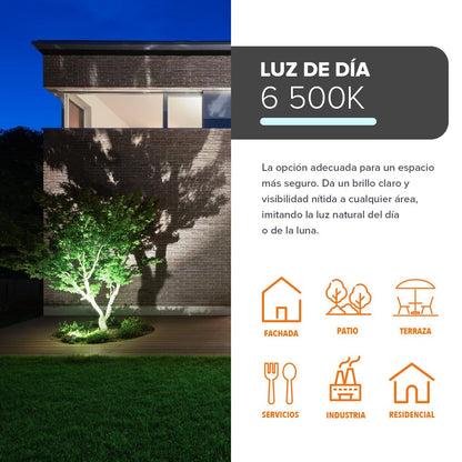 Tecnolite - Lámpara de Piso Reflector LED de Exterior para Jardín o Patio, Luz de Día 20W IP65 a Prueba de Polvo y Agua, Estructura Resistente a la Interperie Flood light, 1600 Lúmenes