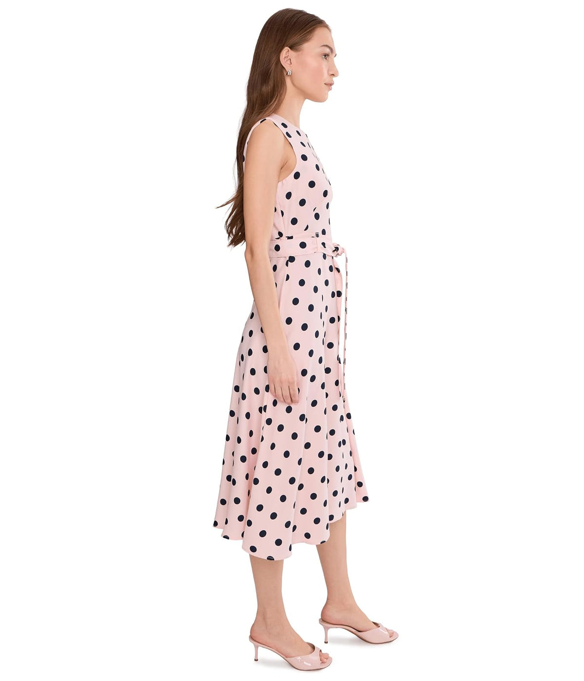 Calvin Klein Vestido Midi sin Mangas con cinturón. Vestido para Mujer
