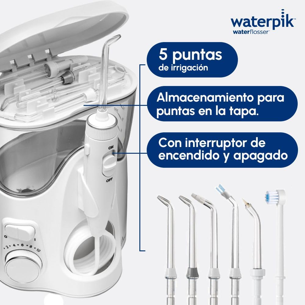 Waterpik Irrigador Bucal Ultra Plus WP-150. Máximo Rendimiento con 10 Ajustes y Depósito de Agua Extraíble. Elimina el 99% de las Bacterias de la Boca