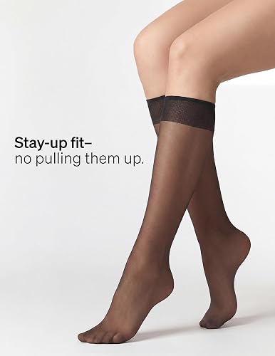 No Nonsense 100% Nylon Knee High Pantyhose 10-pack Brown Transparent Adult Female Classic Formal Tube Socks