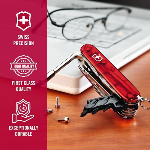 Victorinox Cyber Tool con 34 Usos, rojo transparente