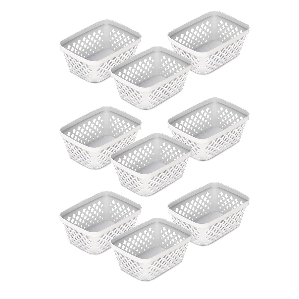 Glad - Juego de cestas de almacenamiento de plástico, bandejas multiusos, contenedores de despensa de cocina y contenedores de baño, paquete de 9 organizadores pequeños, color blanco - Blanco - Pequeño