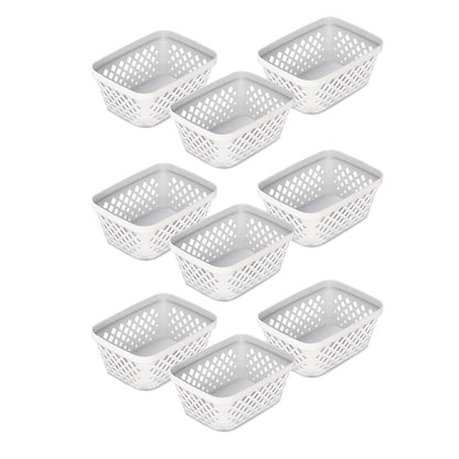 Glad - Juego de cestas de almacenamiento de plástico, bandejas multiusos, contenedores de despensa de cocina y contenedores de baño, paquete de 9 organizadores pequeños, color blanco - Blanco - Pequeño