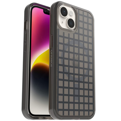 OtterBox SYMMETRY SERIES+ CLEAR Antimicrobial Funda con MagSafe para iPhone 14 & iPhone 13 - WINDOW PANE (NEGRO)