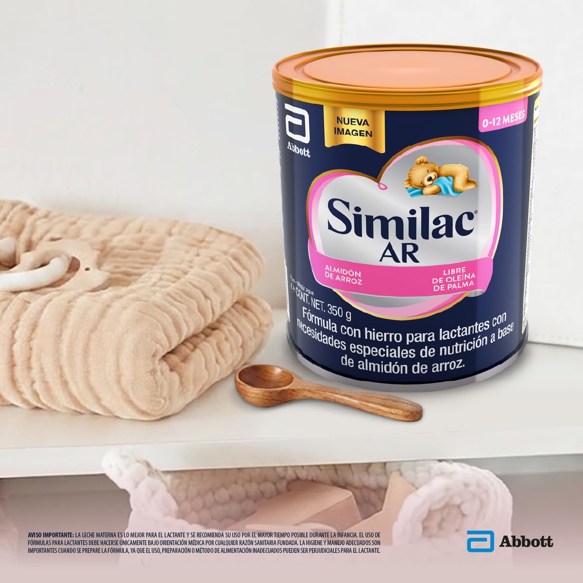 Similac AR Fórmula con Hierro a base de Almidón de Arroz 0 a 12 meses 350g | Fórmula para lactantes de 0 a 12 meses con necesidades especiales de nutrición, elaborada a base de almidón de arroz.