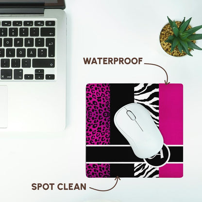 3dRose 8 x 8 x 0.25 Inches Mouse Pad, Elegant Animal Print Monogram Hot Pink A (mp_35610_1)