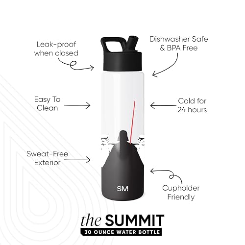 Simple Modern Summit - Botella de agua con tapa de popote, taza aislada de acero inoxidable a prueba de fugas, regalos para él, The Dark
