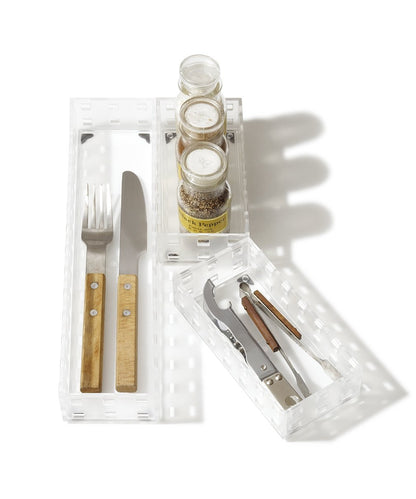 Like-It | Juego de Ladrillos 90078 | Contenedores apilables | Contenedores de Almacenamiento para Utensilios de Cocina, Oficina, Maquillaje, recámara, 2 Piezas de contenedores pequeños y 1 cubeta de