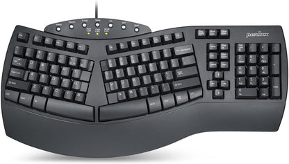 Perixx PERIBOARD-512B Teclado ergonómico con Cable - Teclado Dividido, reposamuñecas, Escritura Natural, conectividad USB con Cable - Inglés de EE. UU. - Negro
