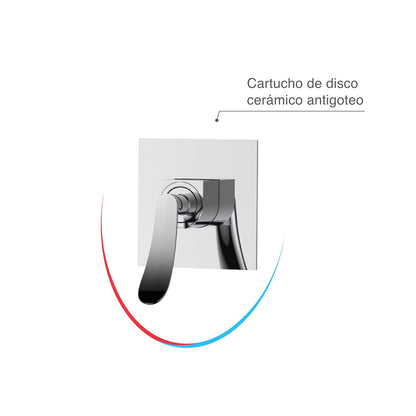 Interceramic Conjunto de regadera Cuadrada Monomando de Techo Dublín en Cromo Pulido | Cabezal Giratorio 360° | con Llave Mezcladora | Cartucho Cerámico antigoteo