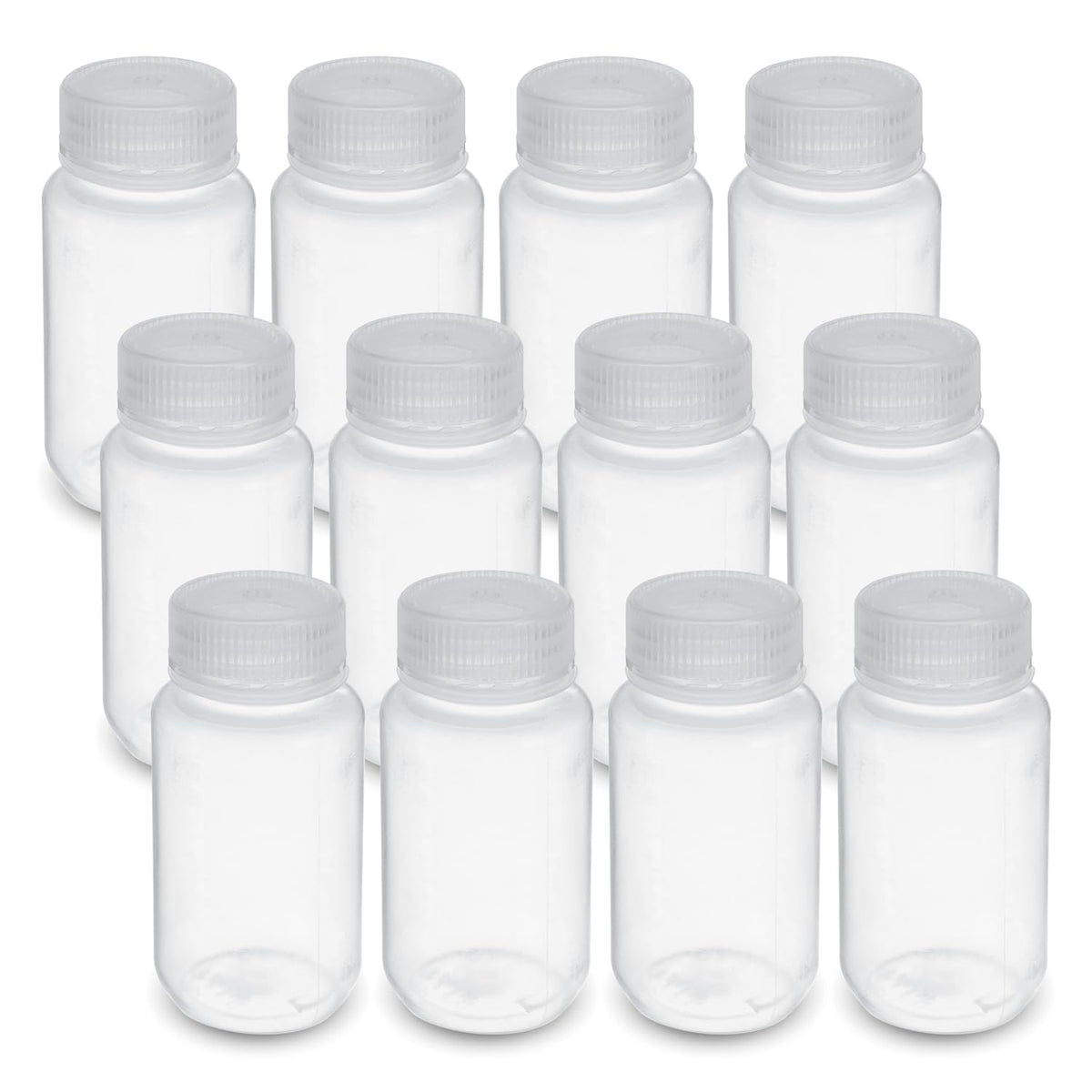 United Scientific 33307 Botellas de reactivo de boca ancha de polipropileno, capacidad de 125 ml (paquete de 12)
