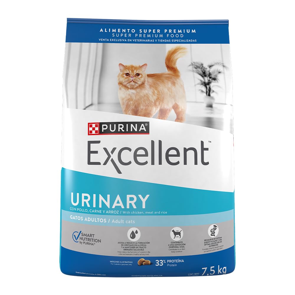 Purina Excellent Gato Adulto Todos los Tamaños Urinario Sabor Pollo y Arroz 7.5Kg