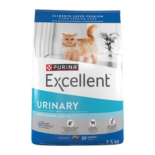 Purina Excellent Gato Adulto Todos los Tamaños Urinario Sabor Pollo y Arroz 7.5Kg