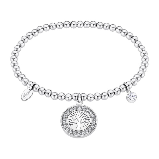 Lotus Style Pulsera rainbow para dama en tono plateado