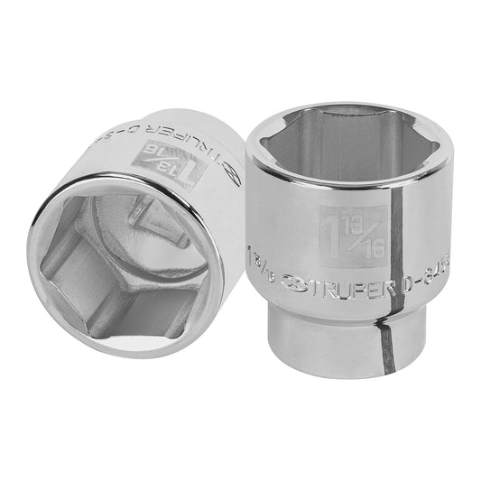 Truper D-3458-H, Dado de 6 puntas, cuadro 3/4" de 1-13/16"